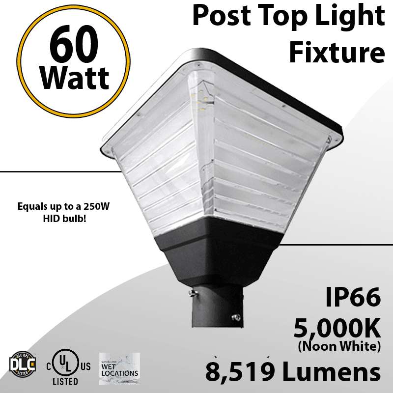 Top Post Light 60W LED 8519 Lumen 5000K Square
