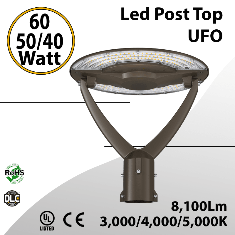 Led Post Top UFO 60/50/40 Watt Tunable 3/4/5K Tunable 8100Lm