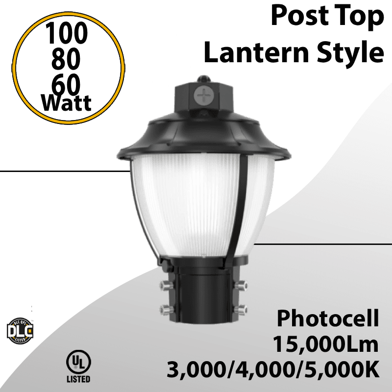 Post Top LED Garden Light 100W 80W 60W - 30K 40K 50K 15000Lm Photocell