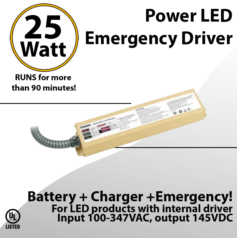 LED External Emergency Driver 25 Watt Field Installable UL 100-347VAC