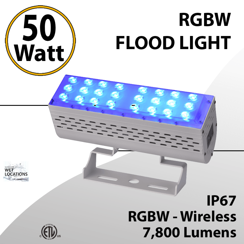 RGBW Flood Light 50W 7800Lm + White IP67 Wireless