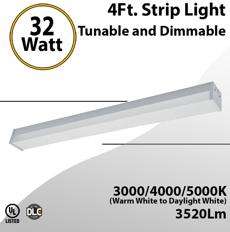 LED Linear wrap 32W 4Ft CCT adjustable, 3520lm