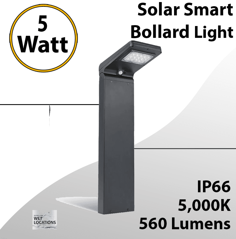 Solar LED Bollard Garden Path Lights 5W Square+DC Controller