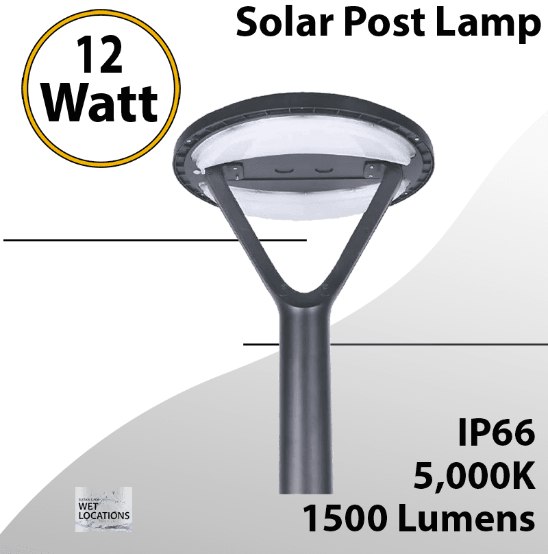 Solar Post Lamp Round 12W 1500LM With Smart Control