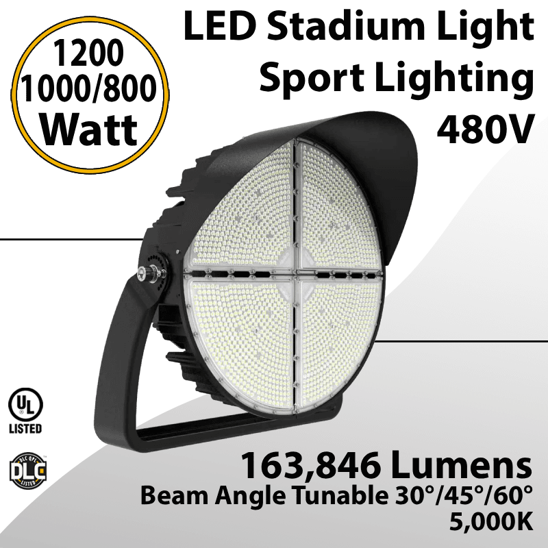 Field Lighting Stadium 480V 1200/1000/800W 163,846Lm 30/45/60° Tunable