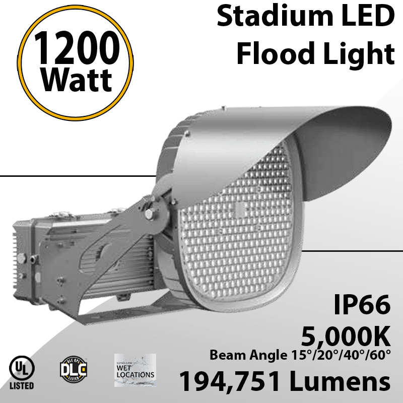 Stadium Lights Sports Lamp 1200W 194751 lumens 200-480V IP66 IK08 UL DLC
