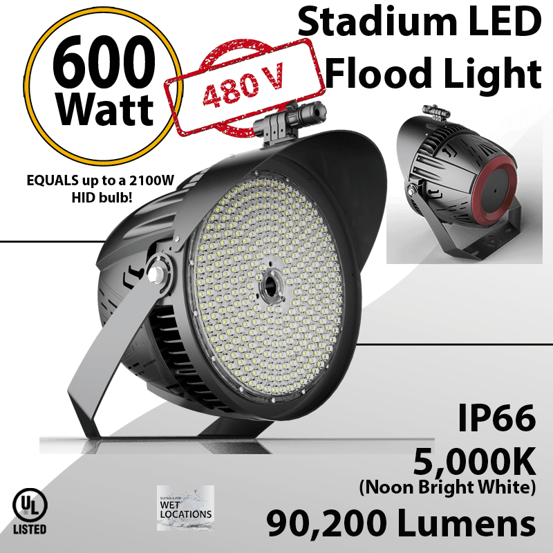 Stadium Lights 600W 90200 Lm 200-480V IP66 UL