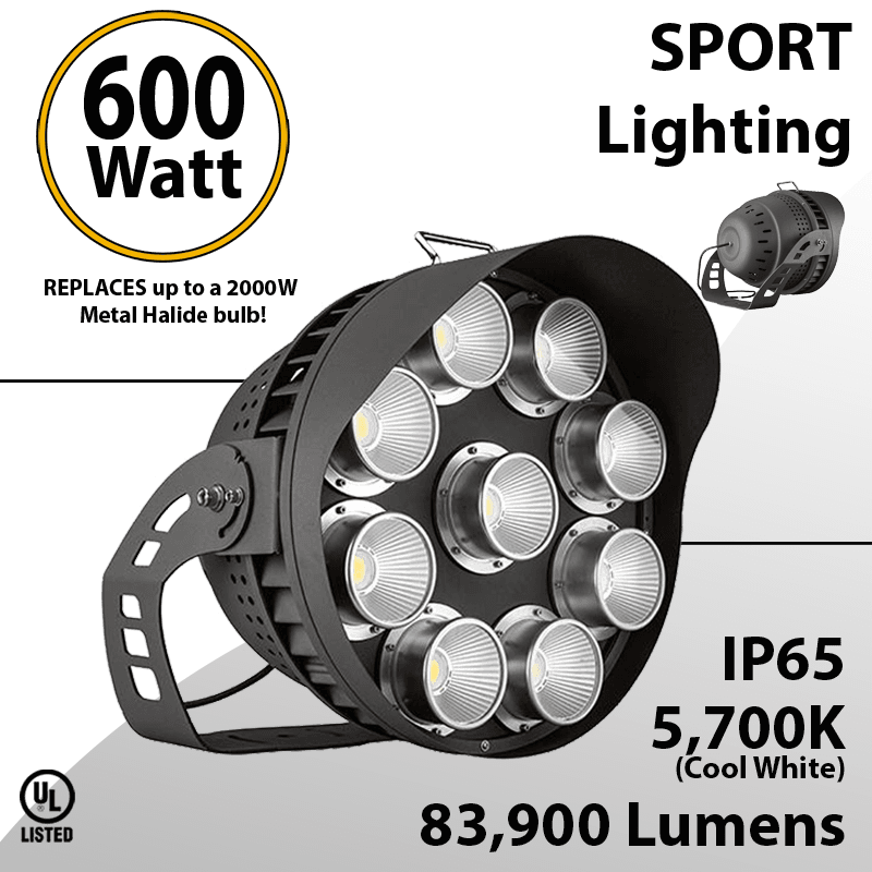 LED Stadium lights and arena light 600W 83900 Lm equal up to 2000W Metal Halide 5700K