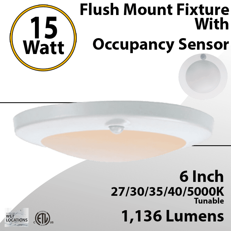 Stair Lights Fixture with Occupancy Sensor 27/30/35/40/5000K 15W 1136Lm