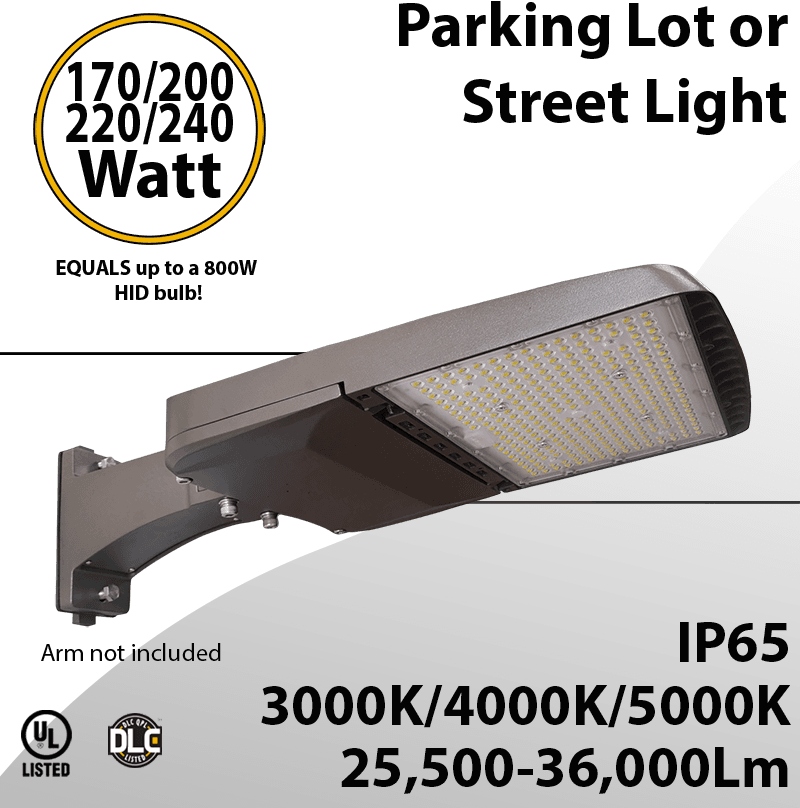 LED Street Lights – 170W to 240W Up to 36,000Lm 3000K 4000K or 5000K