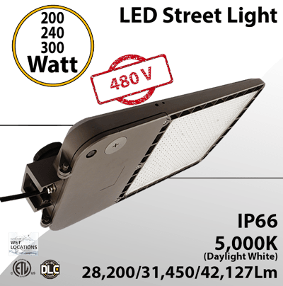 High Voltage LED Street Light 200/240/300W, 42127 lm, 5000K, IP66