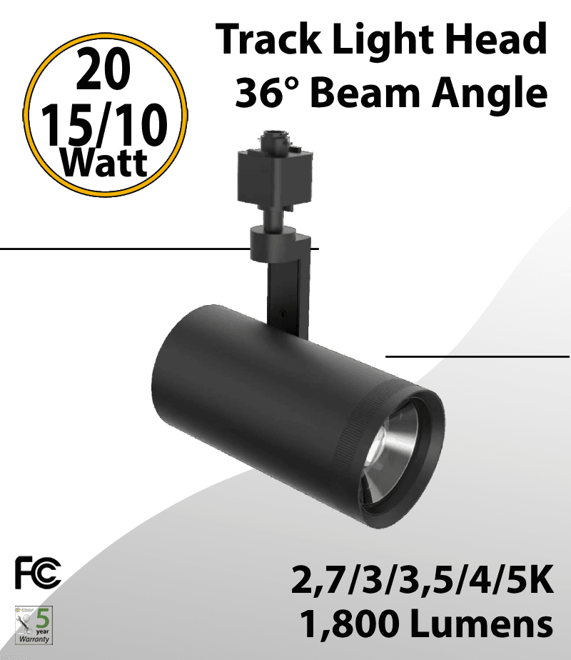 Track light Head 20/15/10W Black 36° 27/30/35/40/50K 1800Lm