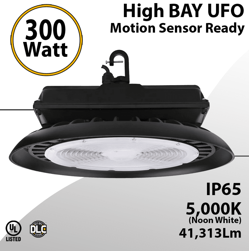 UFO Light LED High Bay 300W Motion Sensor Ready 41313Lm 5000K DLC Premium