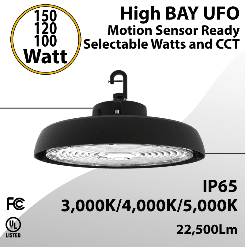 UFO LED High Bay 150/120/100W M. Sensor Ready 22500Lm 3/4/5K