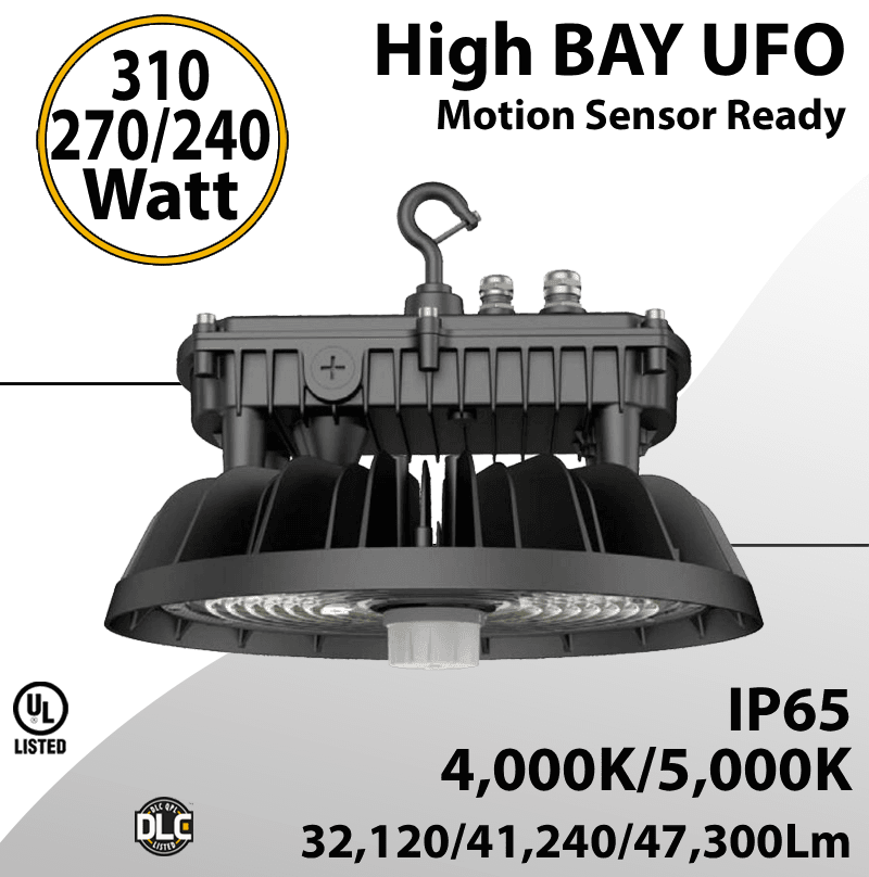 UFO Light LED High Bay 240W 270W 310W Motion Sensor Ready 47300Lm 4000K/5000K