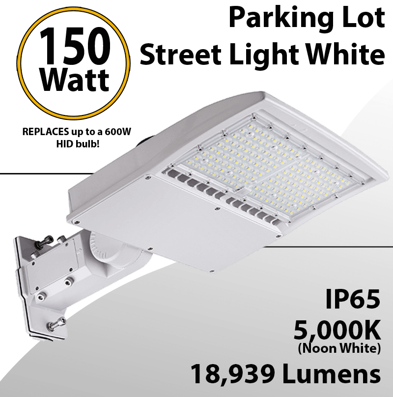 Street Light White fixture 150W 18939Lm 5000K UL IP65 DLC