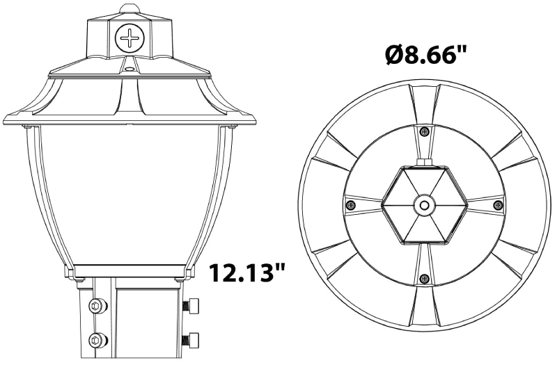 Post Top LED Garden Light 100W 80W 60W - 30K 40K 50K 15000Lm Photocell