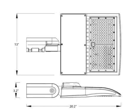 LED Street Light Fixture White 150/100/80W 200-480VAC 21000Lm 3 CCT