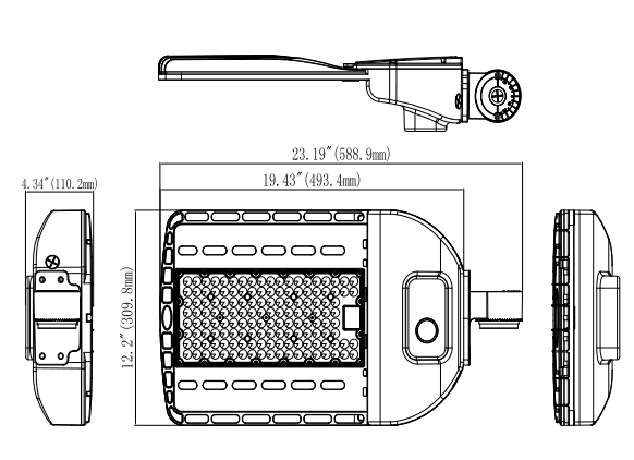 LED Shoebox Light Power Selectable 60W to 150W 21000Lm 4000K/5000K